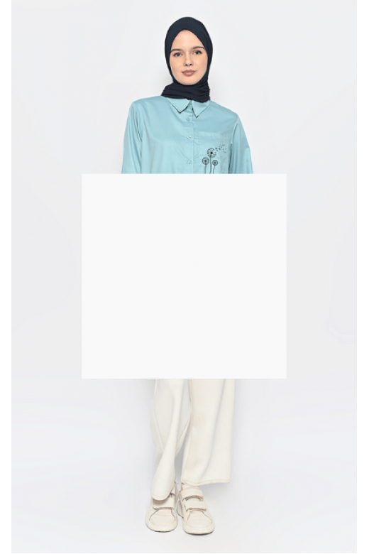 Azzura Embroidery Blouse Dusty Blue